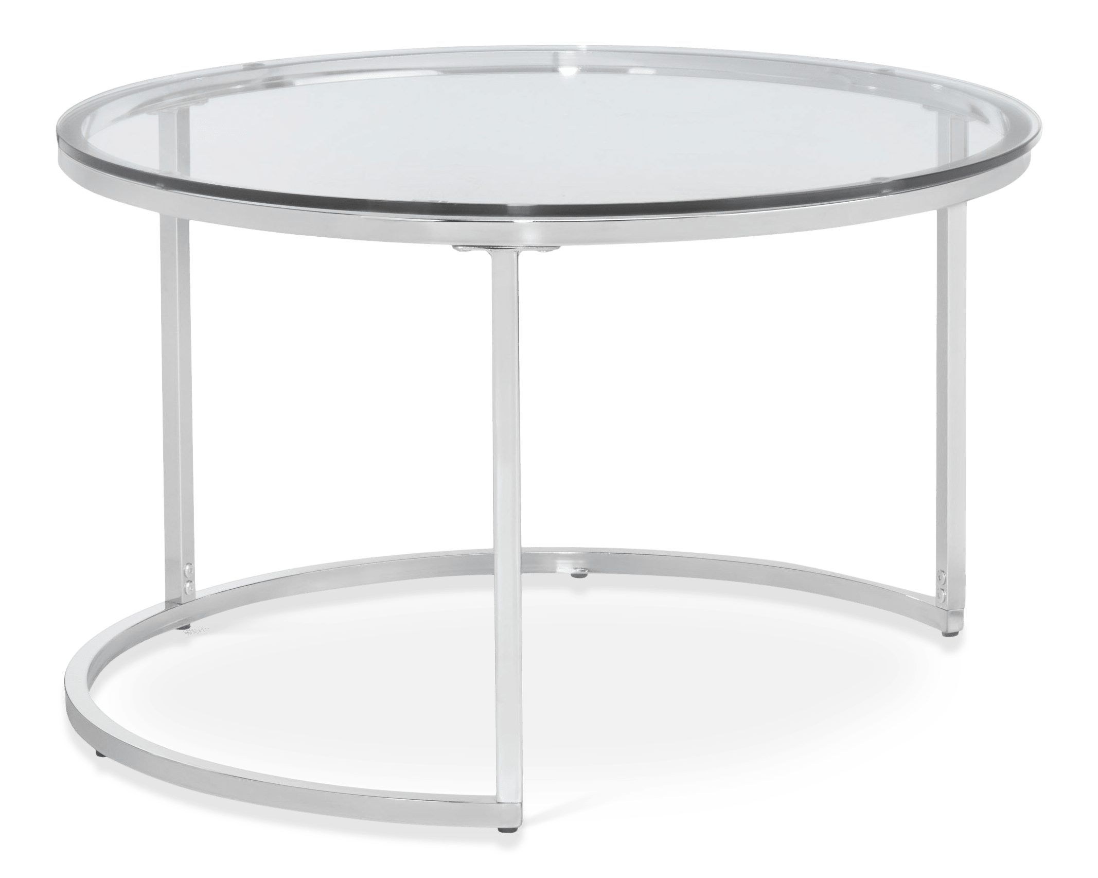 Set of 2 Tempered Glass Coffee Tables with Metal Legs