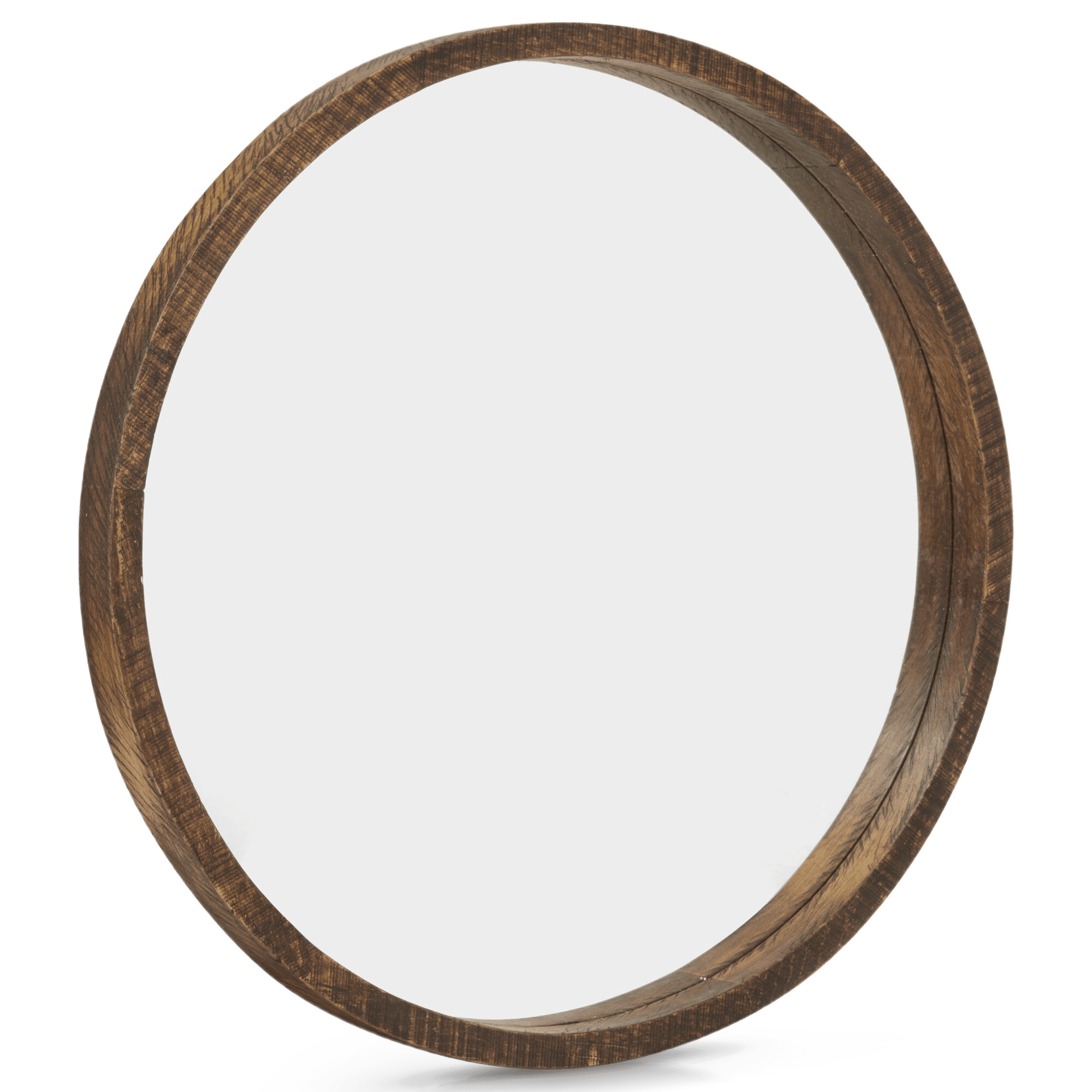 Miroir rond avec cadre en bois