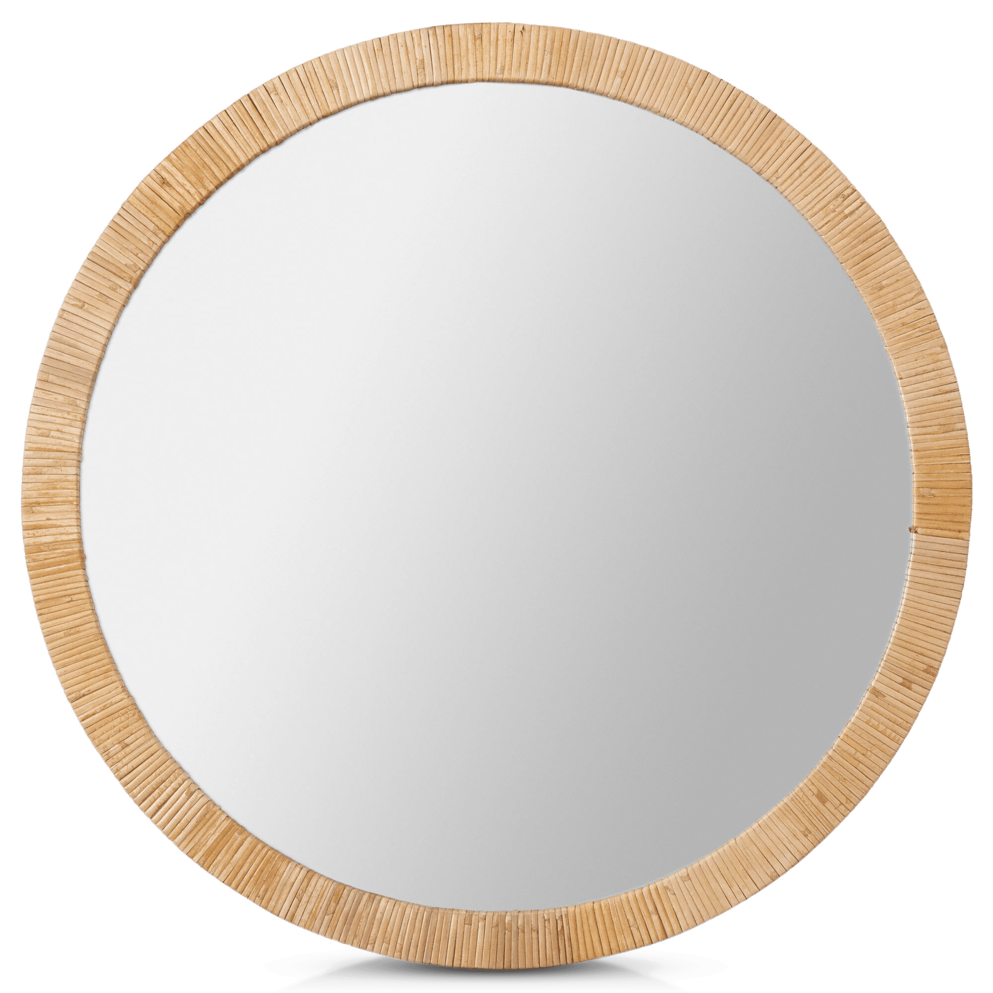 Round Rattan-Framed Mirror