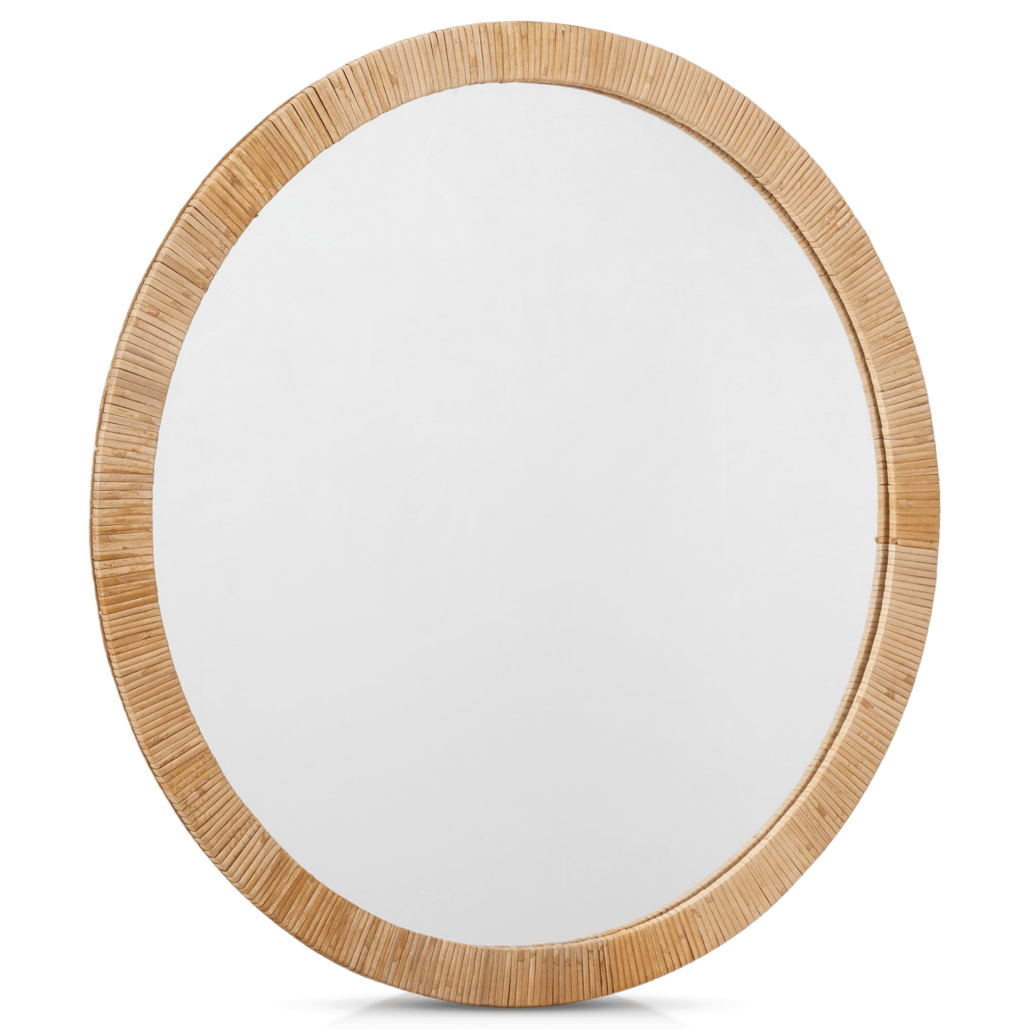 Round Rattan-Framed Mirror