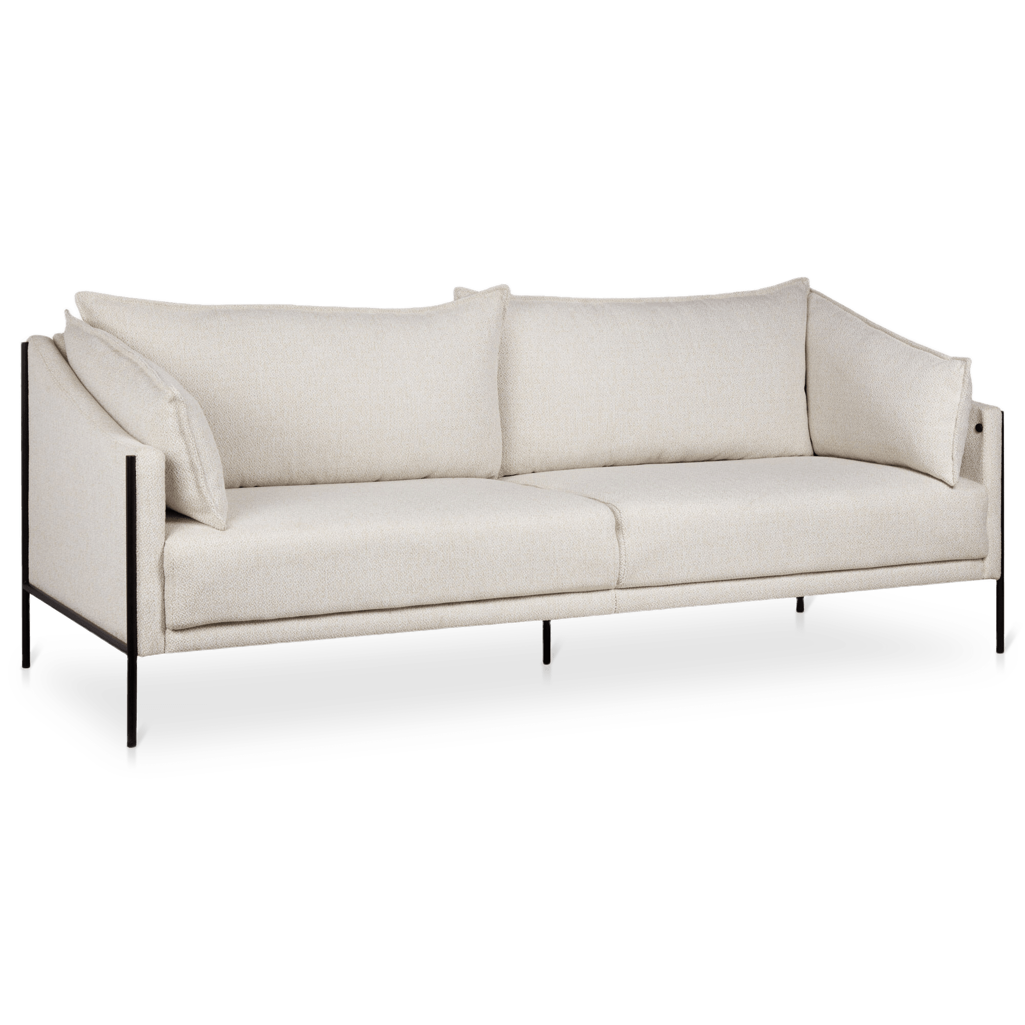 Sofa en tissu avec pattes en métal noires