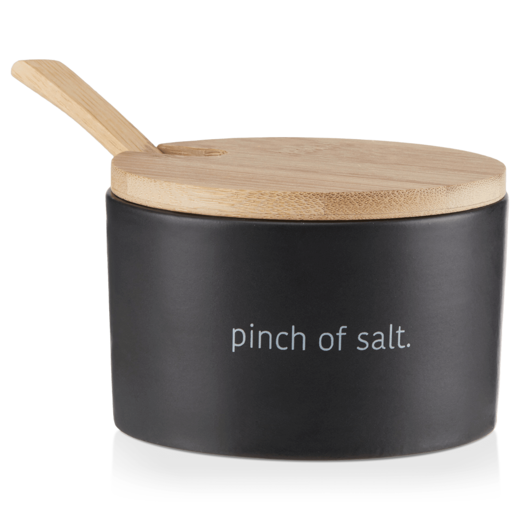 Pot à sel en céramique avec couvercle et cuillère en bambou