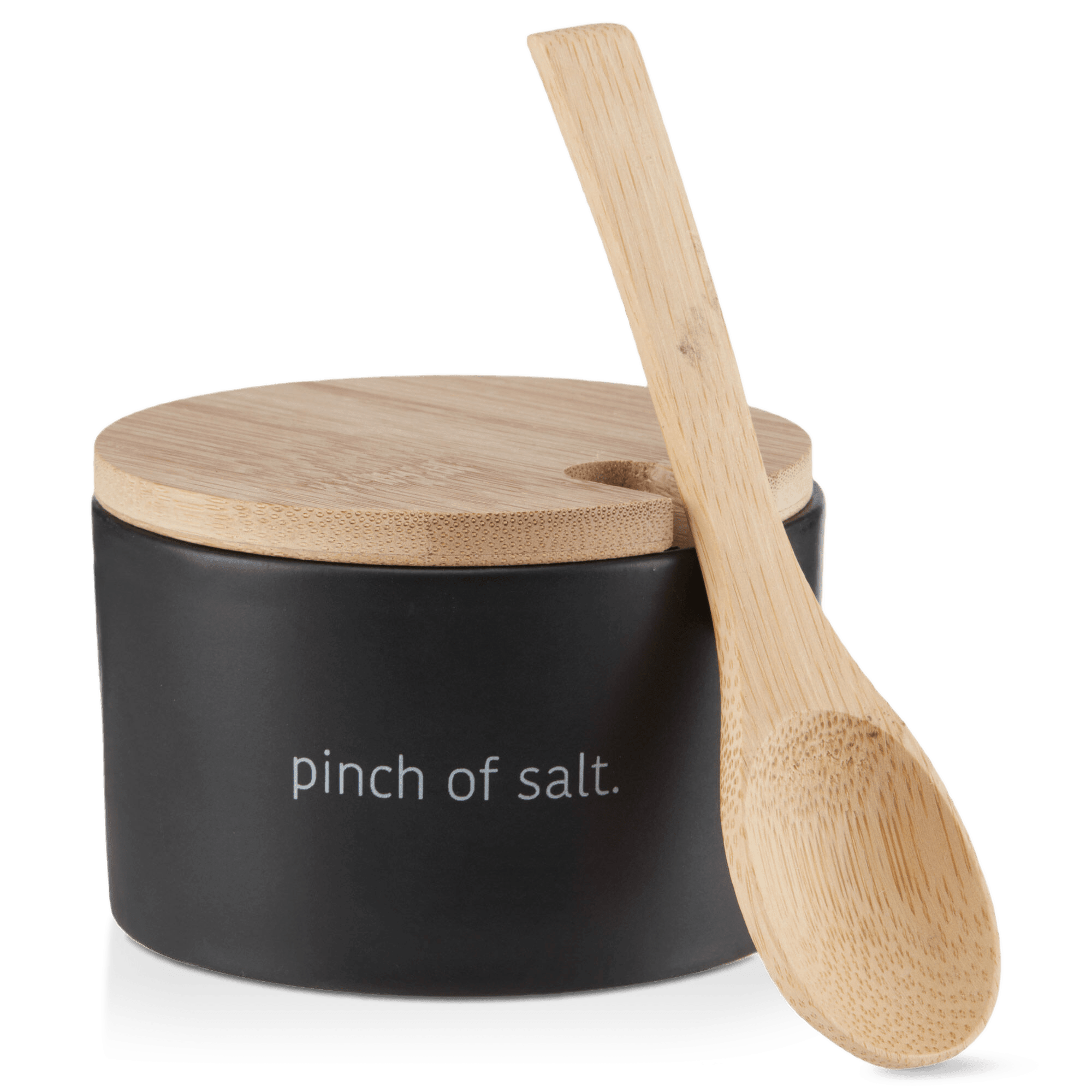 Ceramic Salt Jar with Bamboo Lid and Spoon
