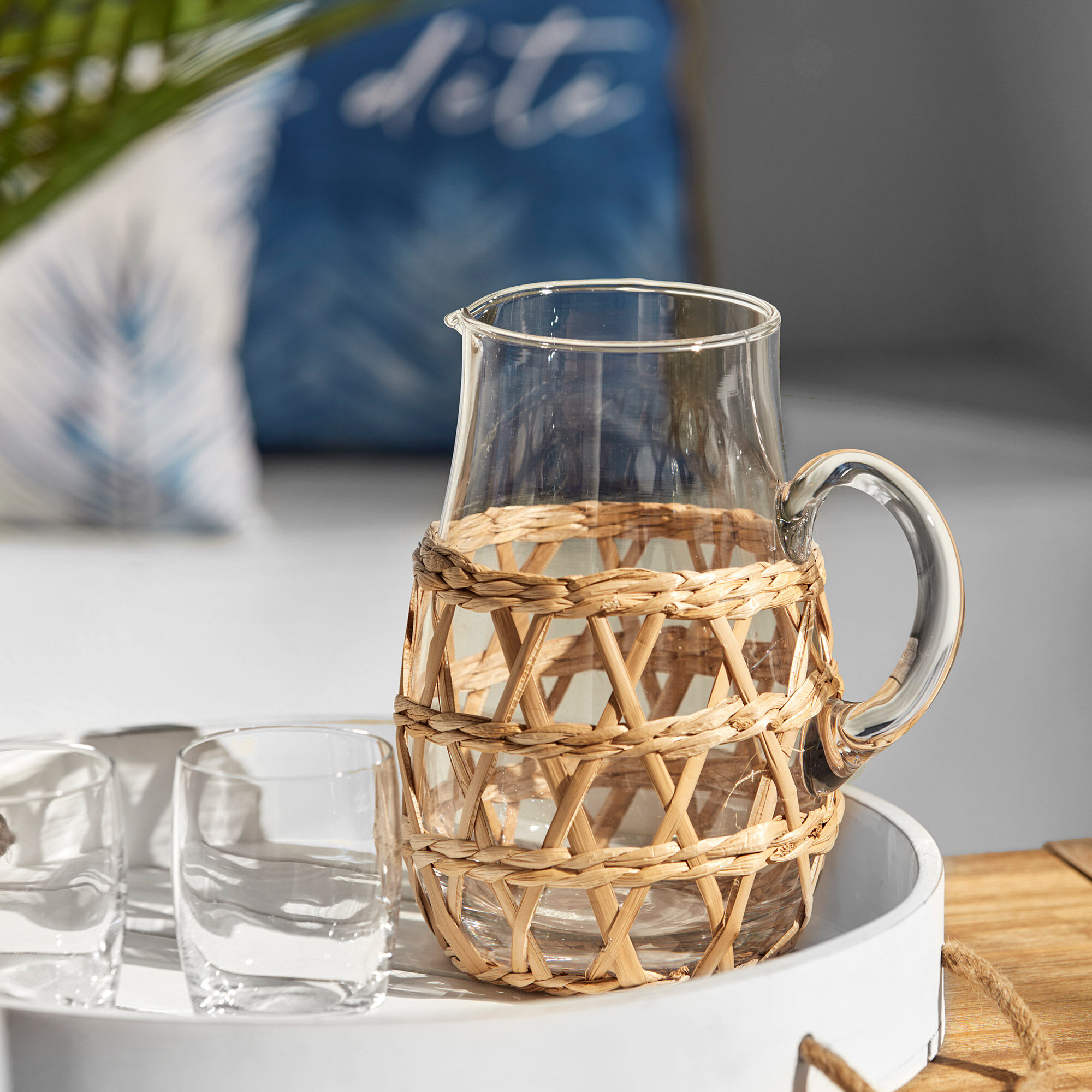 Seagrass Cage Glass Pitcher