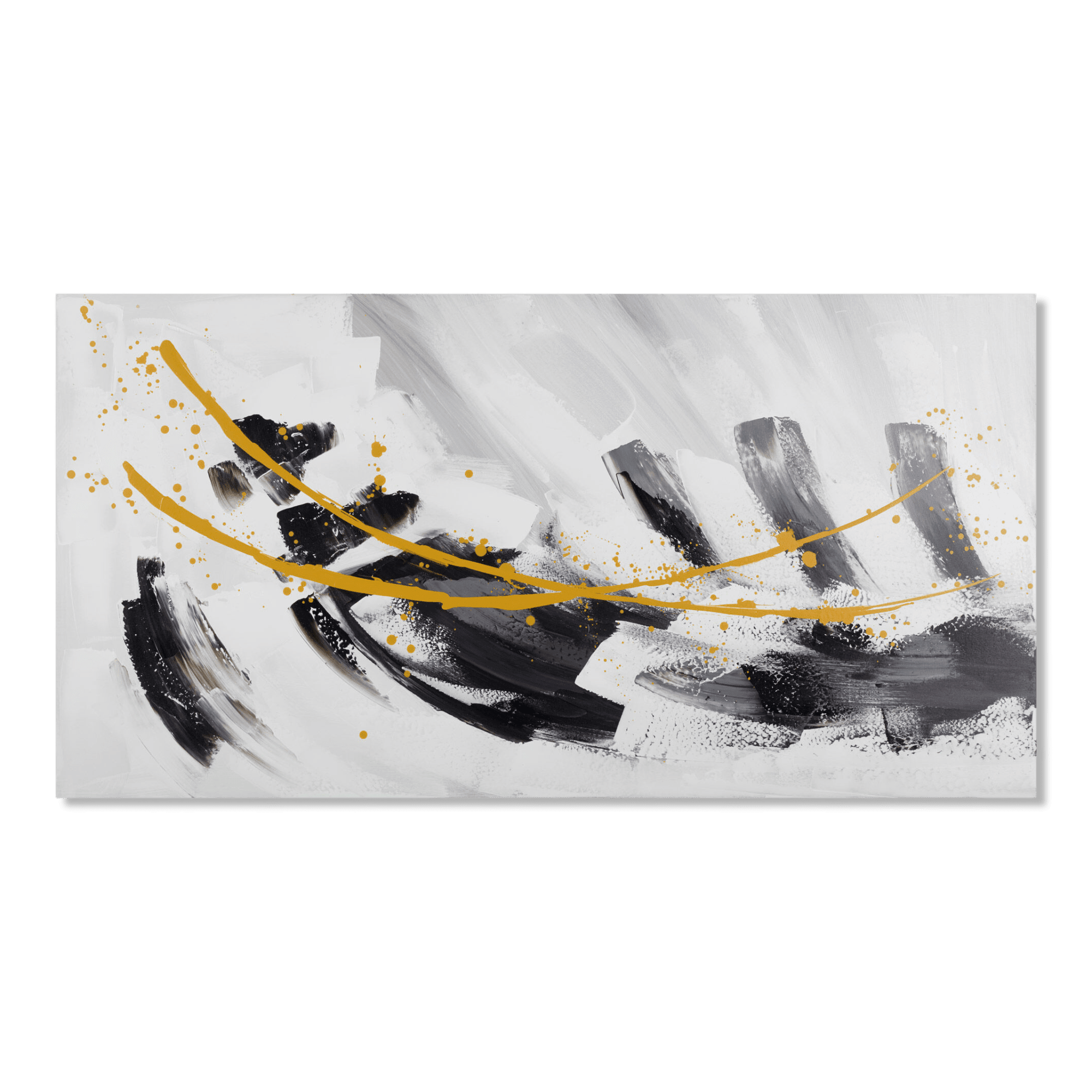 Yellow Wave Abstract Oil-Painted Canvas