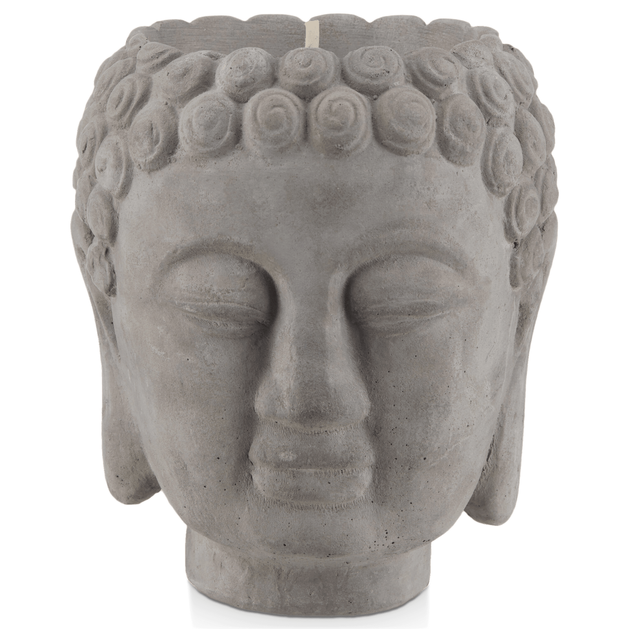 Porte-chandelle Bouddha en ciment gris
