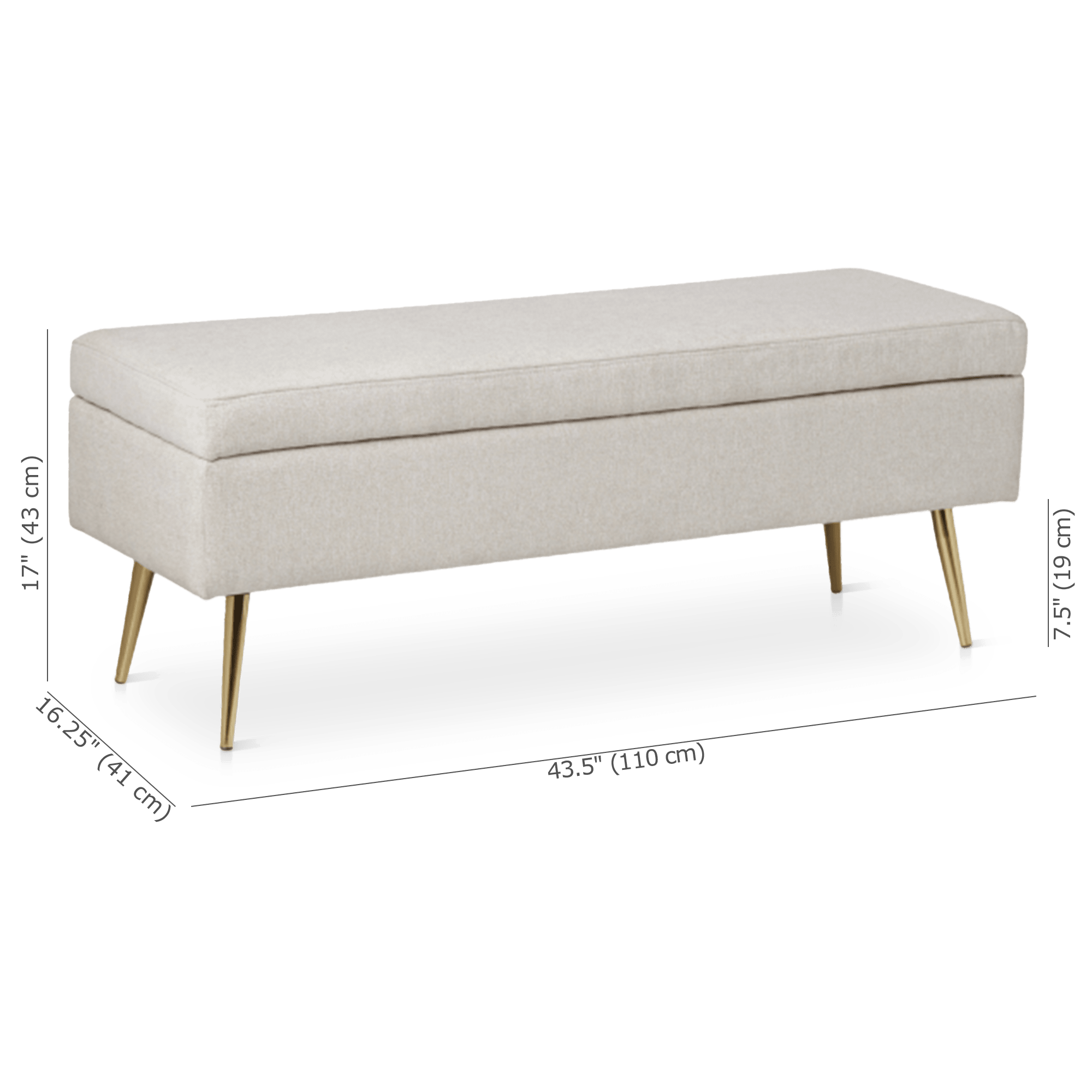 Fabric and Metal Storage Bench