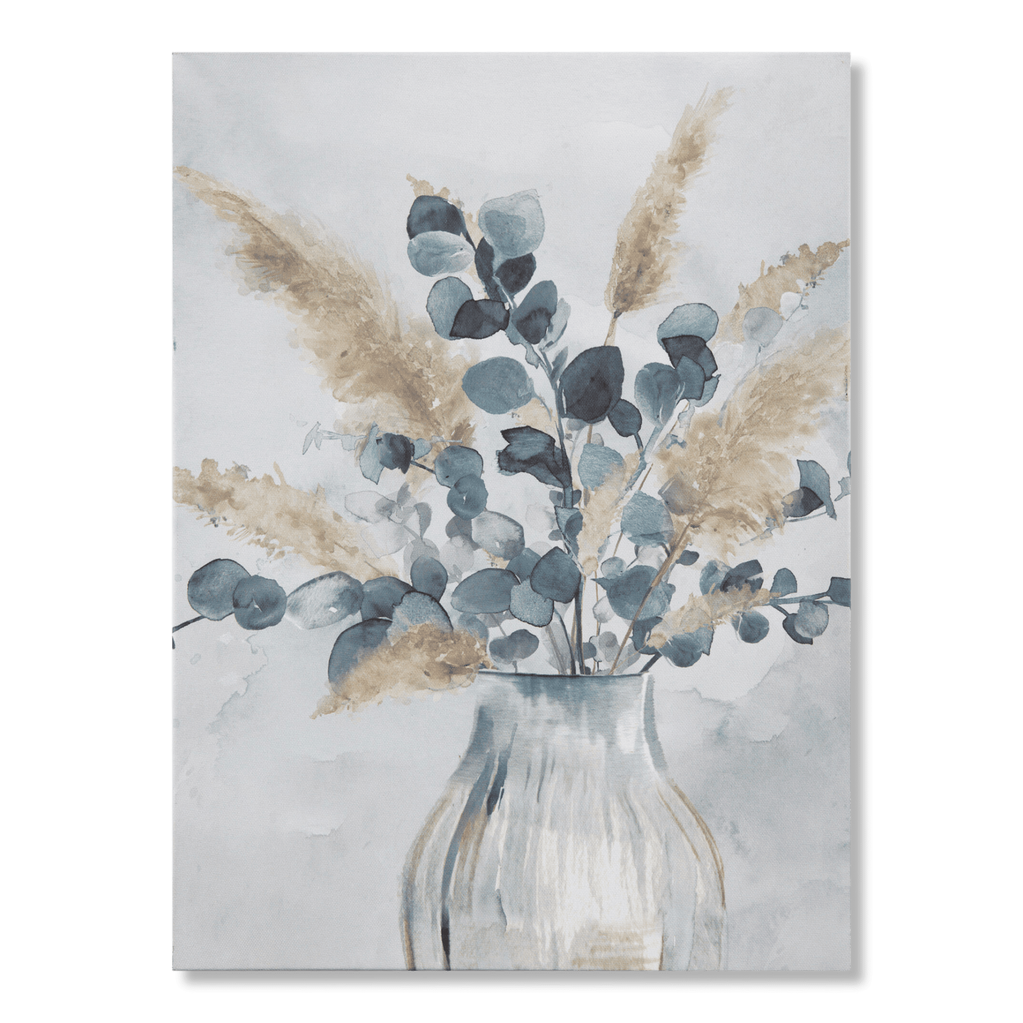 Tableau aquarelle eucalyptus et fleurs des pampas