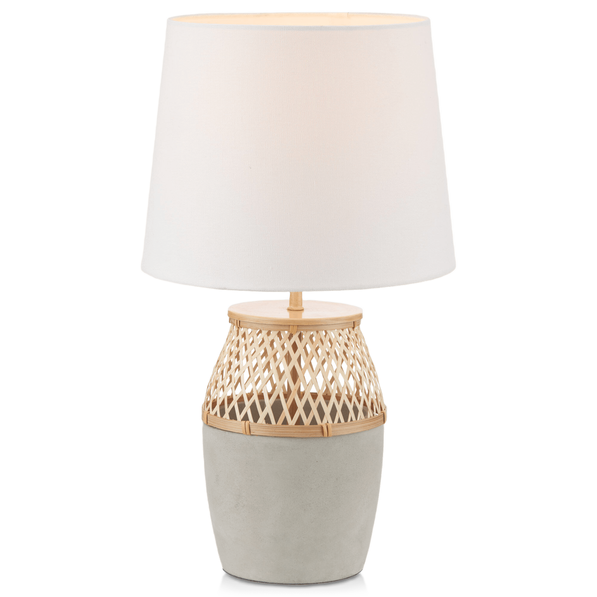 Cement and Rattan Table Lamp