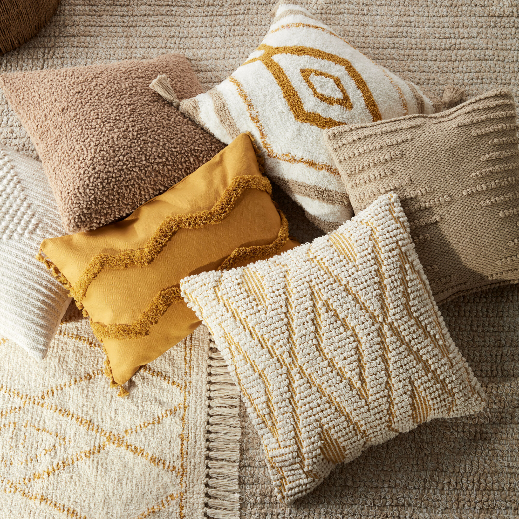 Ayah Mustard Fringe and Tassels Decorative Lumbar Pillow 