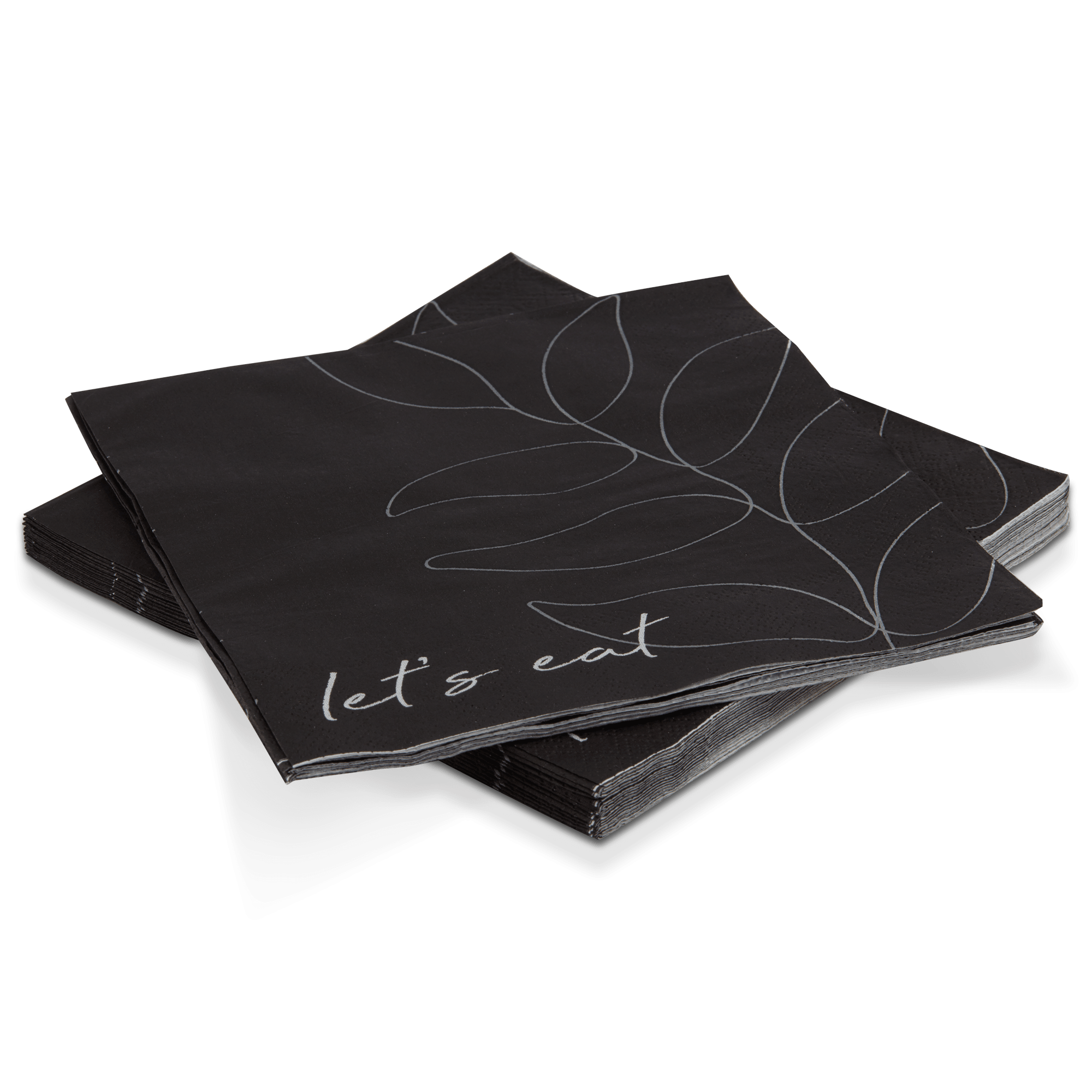 Set of 20 Leaf Line Black Paper Napkins