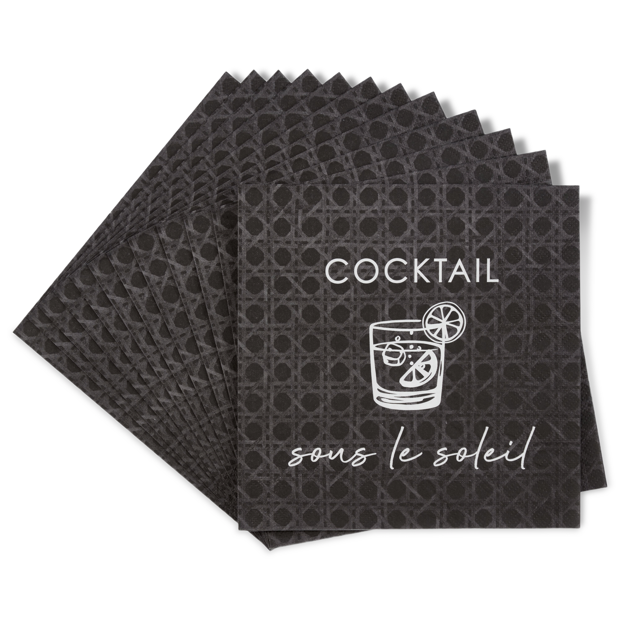 Set of 20 Black Cocktail Paper Napkins