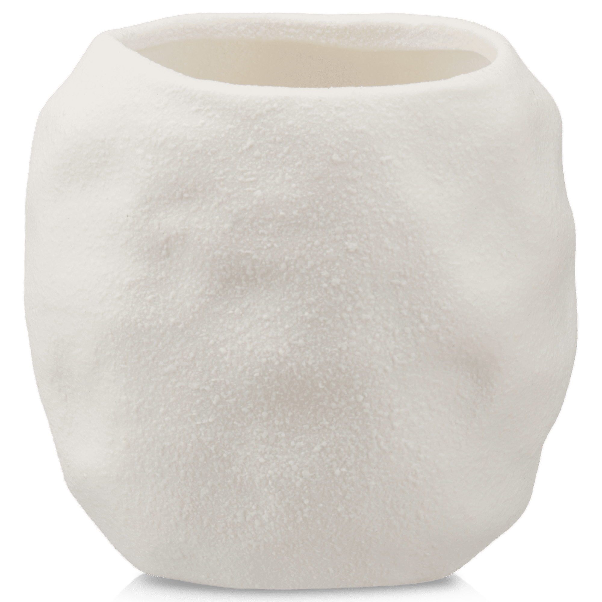 Chandelle dans un pot en céramique blanche texturée