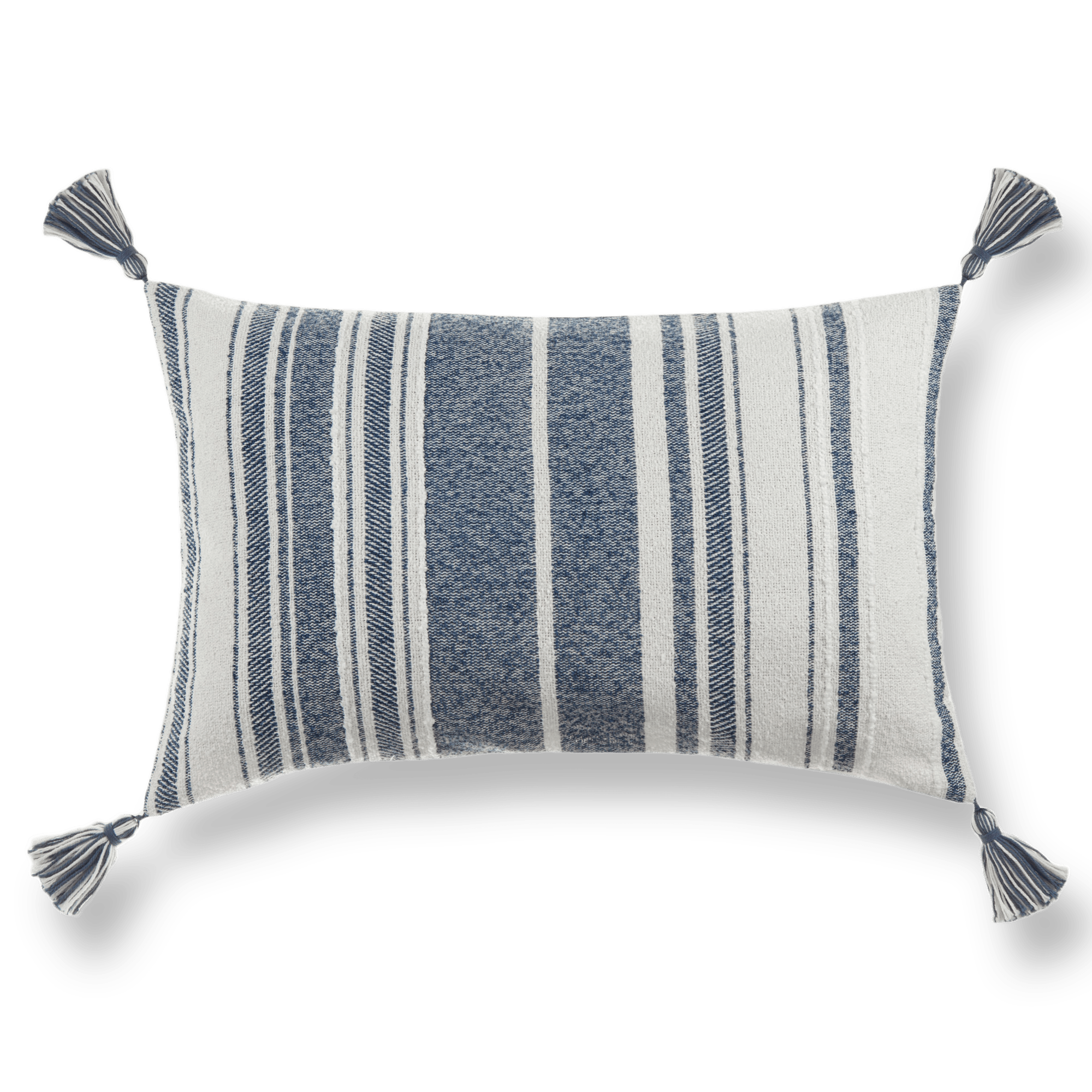 Caitlyn Striped Beige & Blue Decorative Lumbar Pillow 