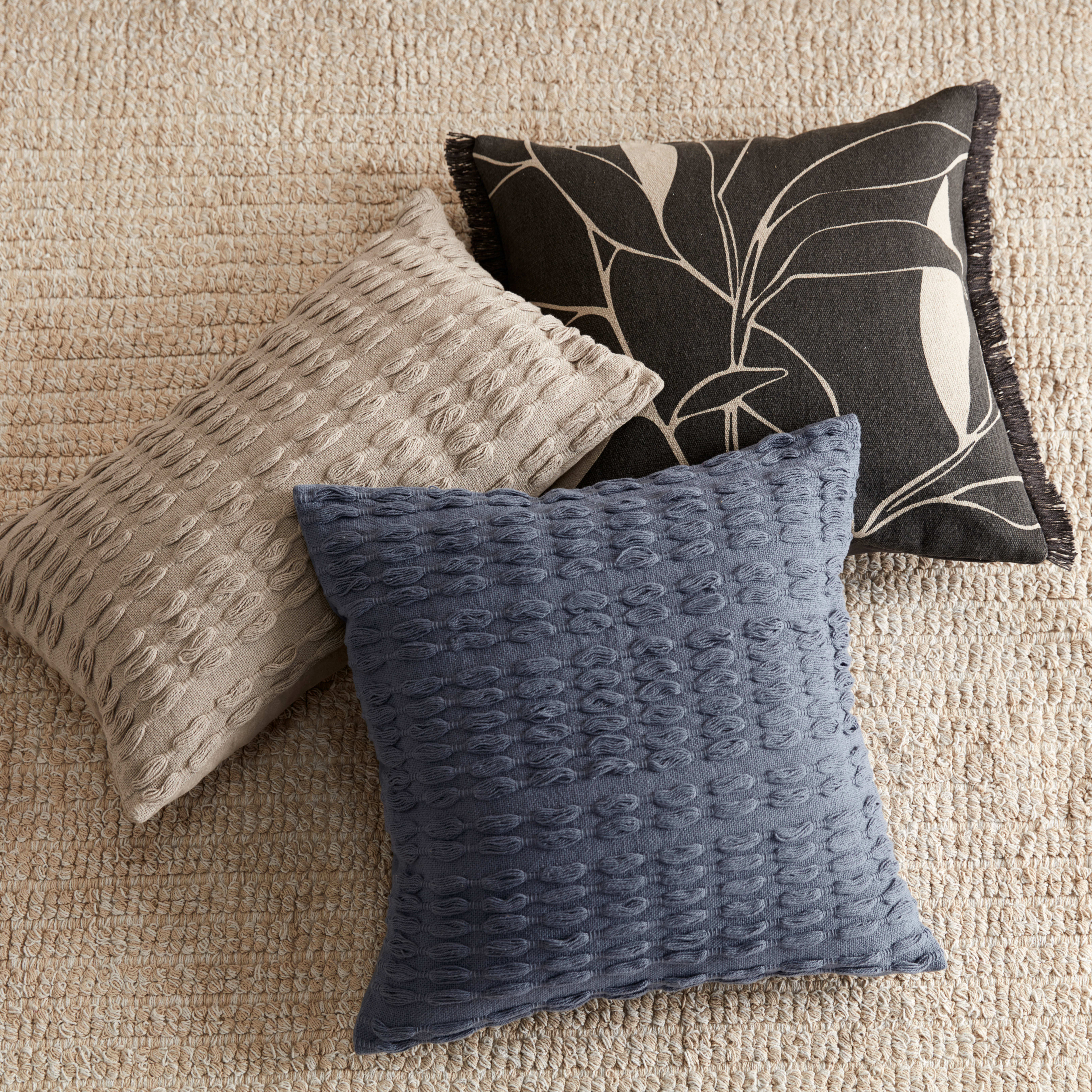 Harriet Beige Loops Decorative Lumbar Pillow