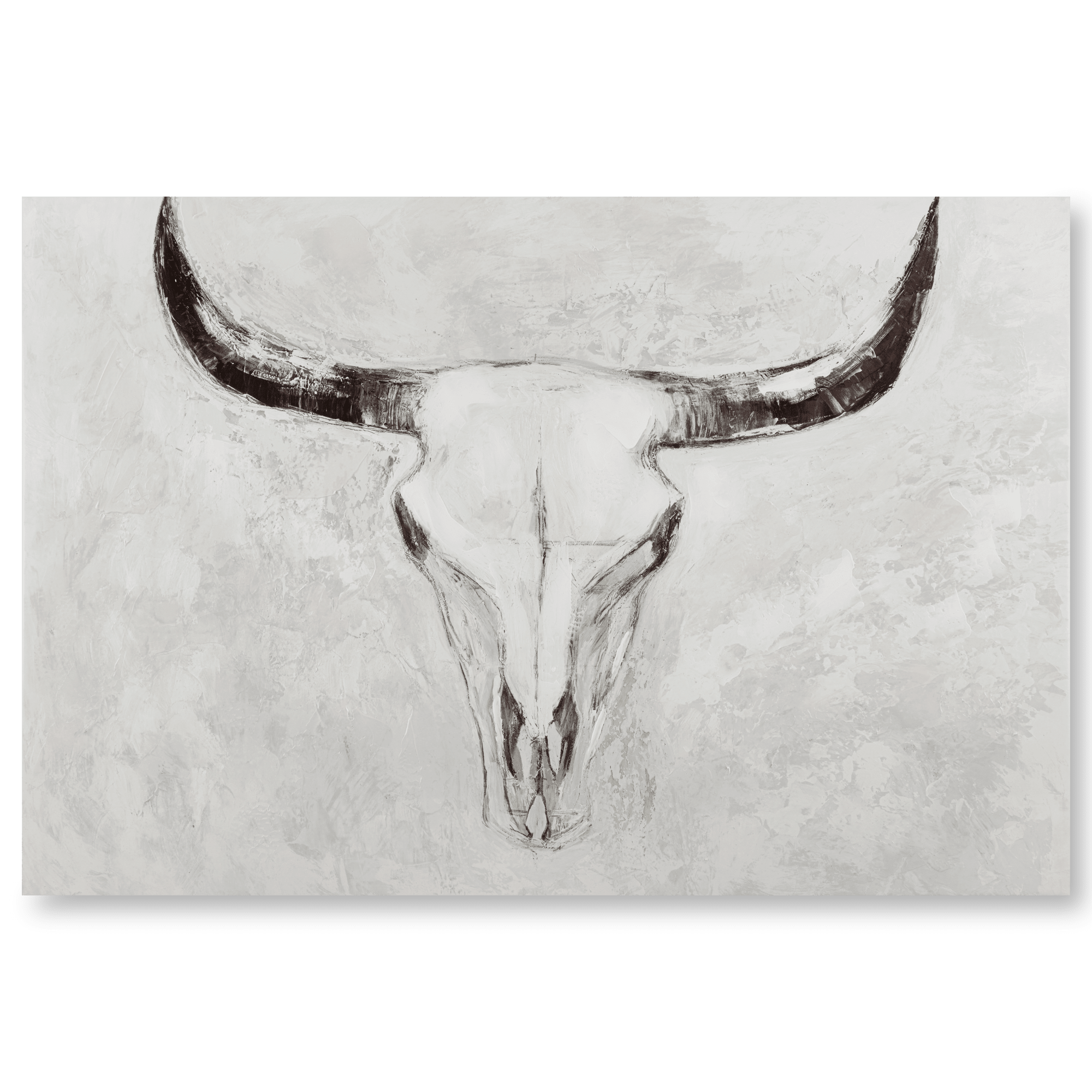Black and White Bull Skull Canvas