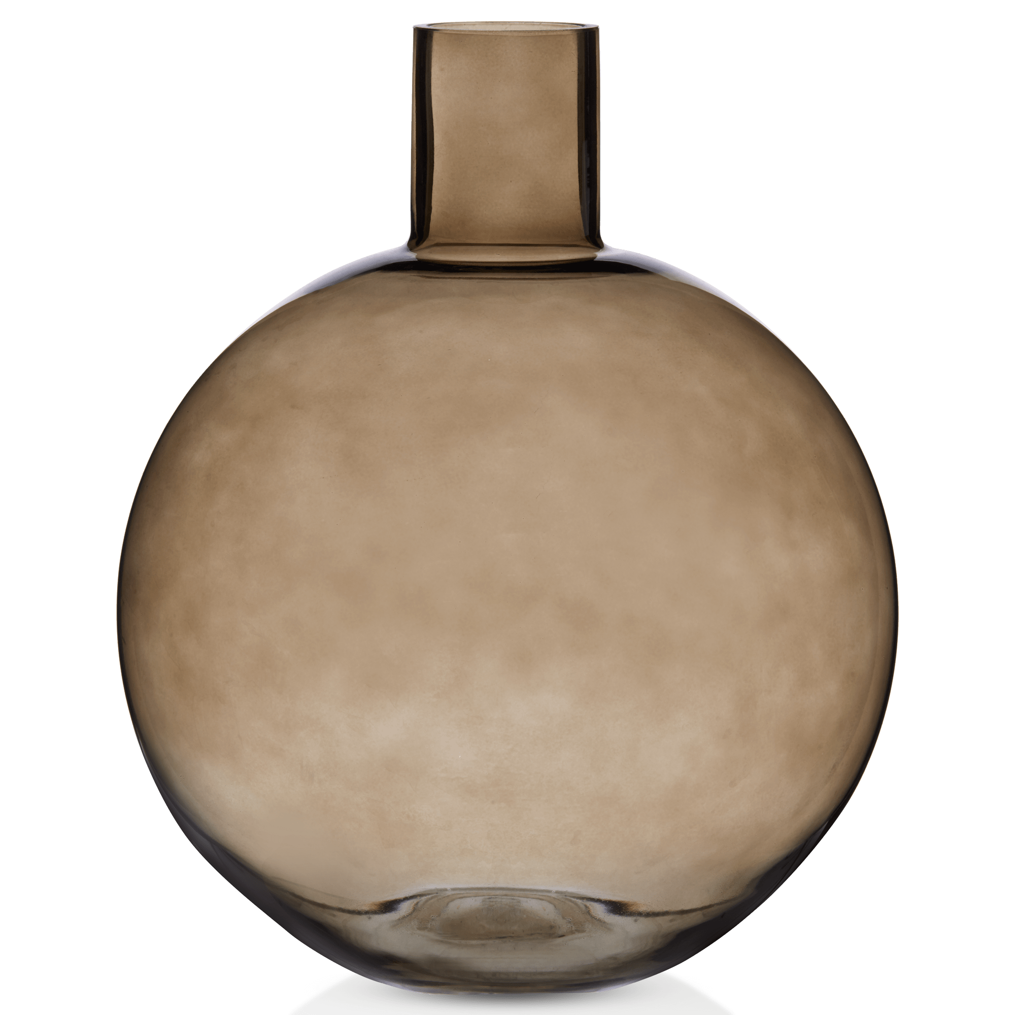Vase rond en verre brun
