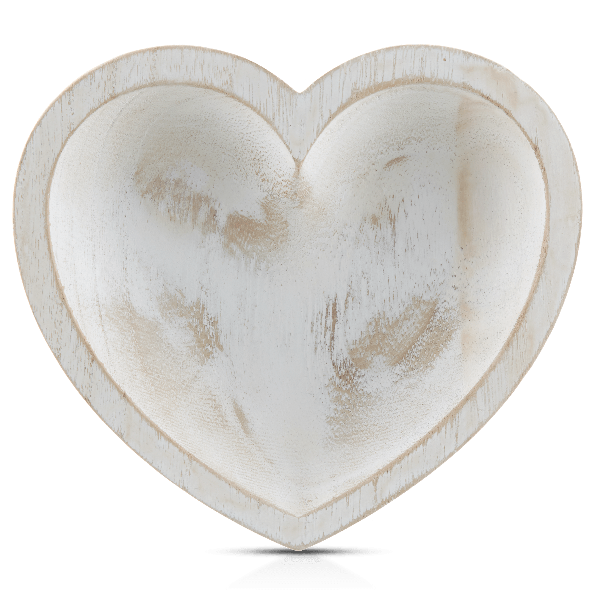 Heart-Shaped Decorative Wooden Bowl - White
