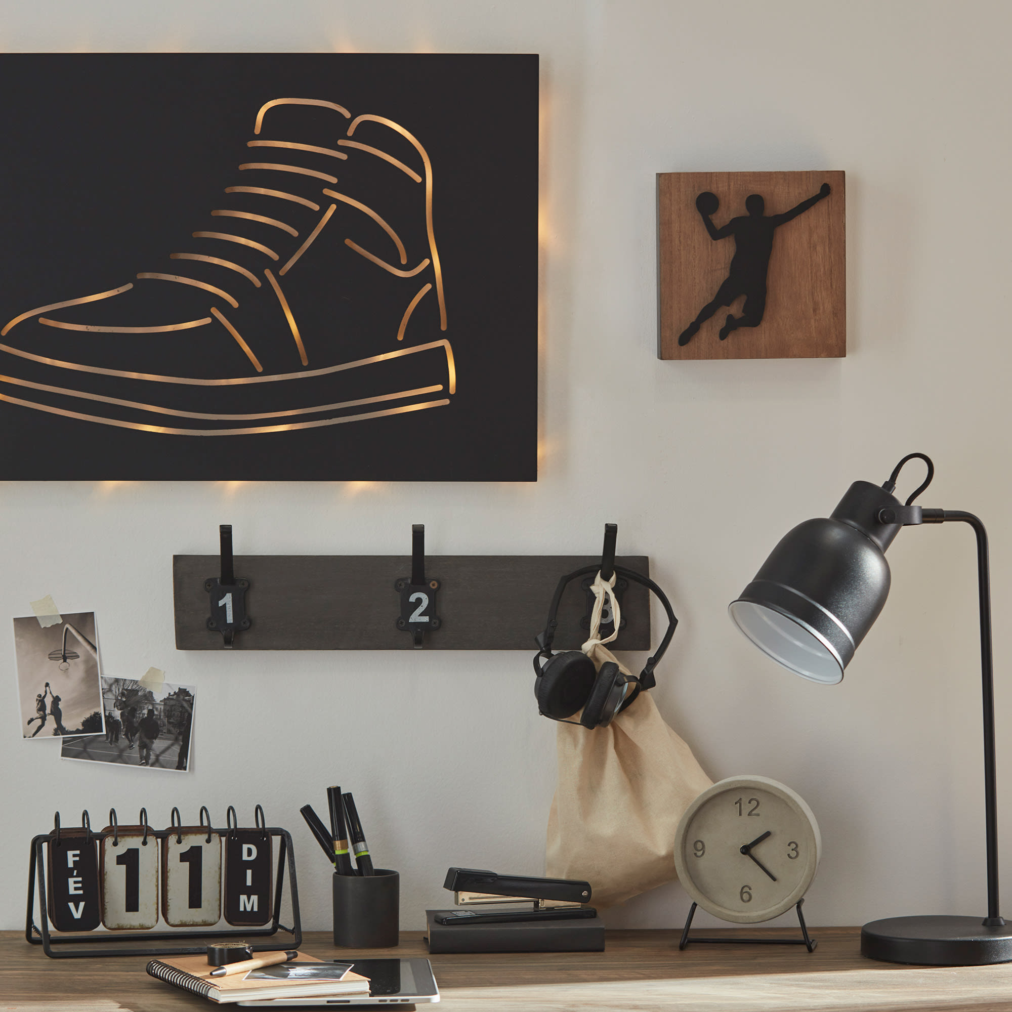Small 3D Wall Art with Basketball Silhouette