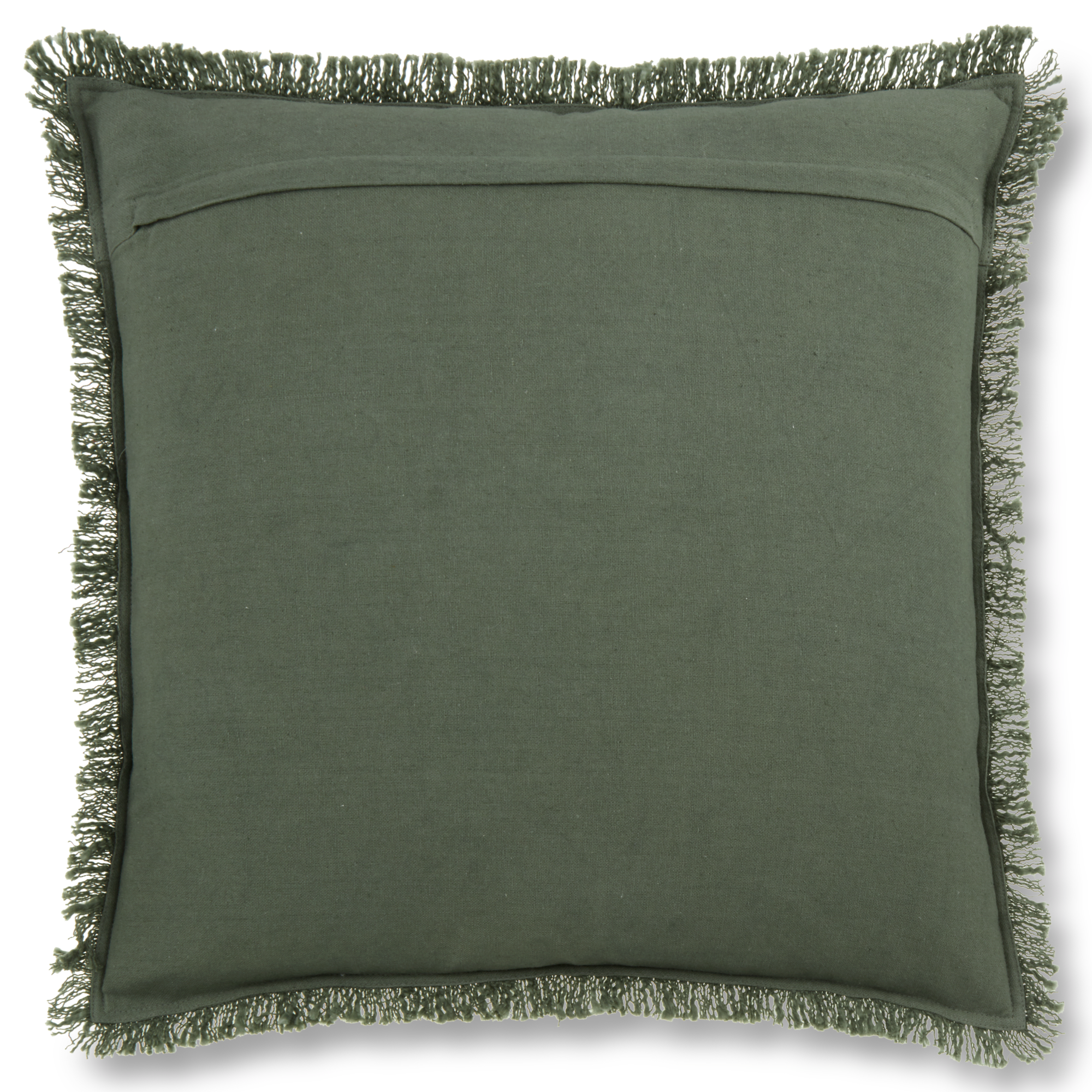 Mohira Embroidery and Fringe Sage Throw Pillow Cover 