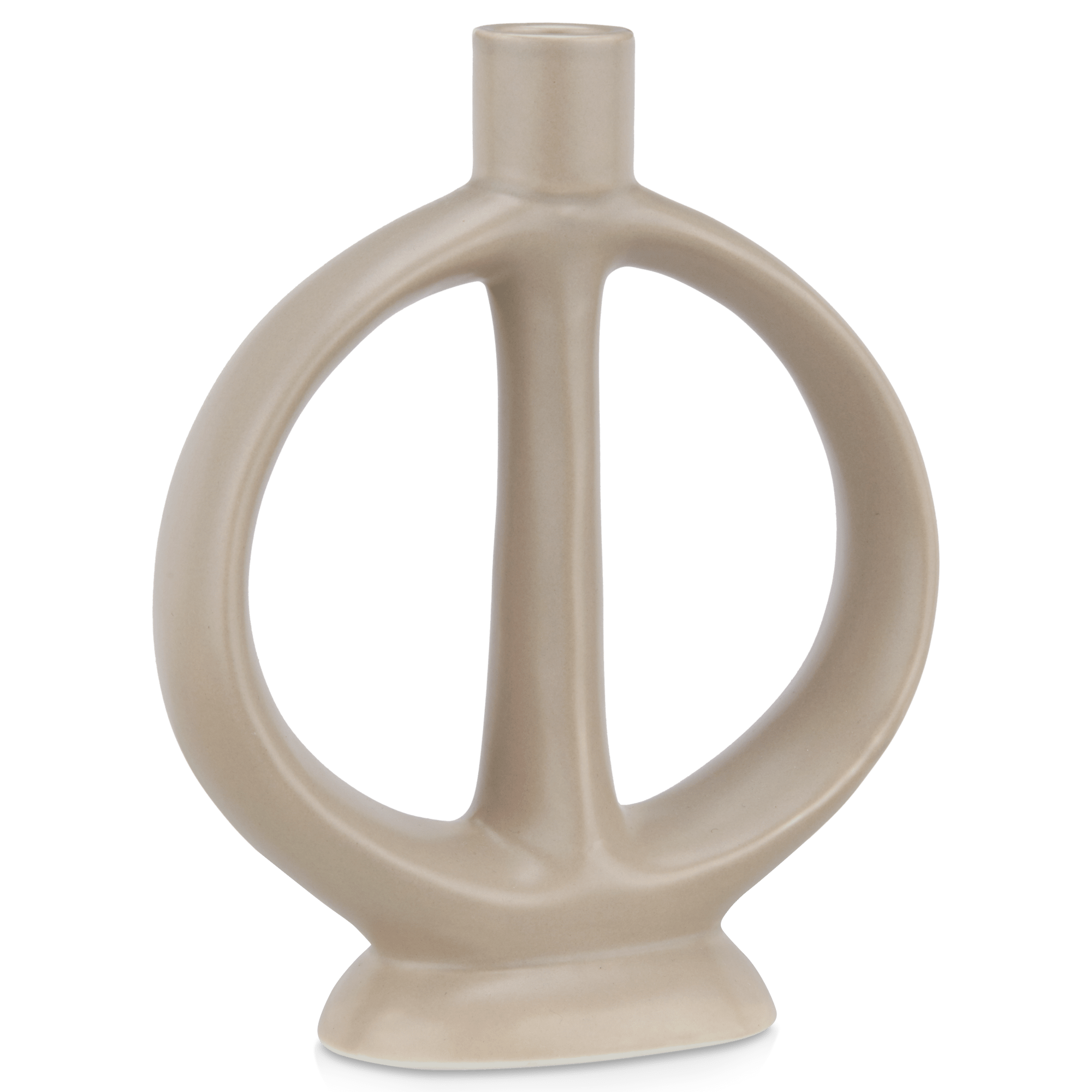 Beige Ceramic Circle Candle Holder