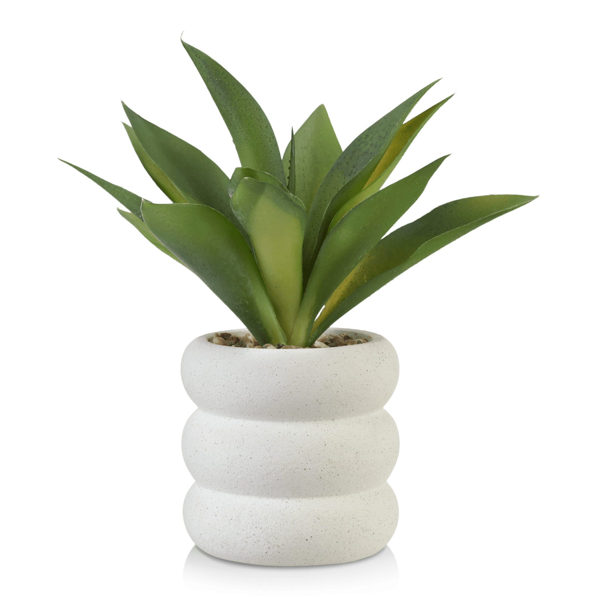 Artificial Cast-Iron Plant in White Speckled Pot