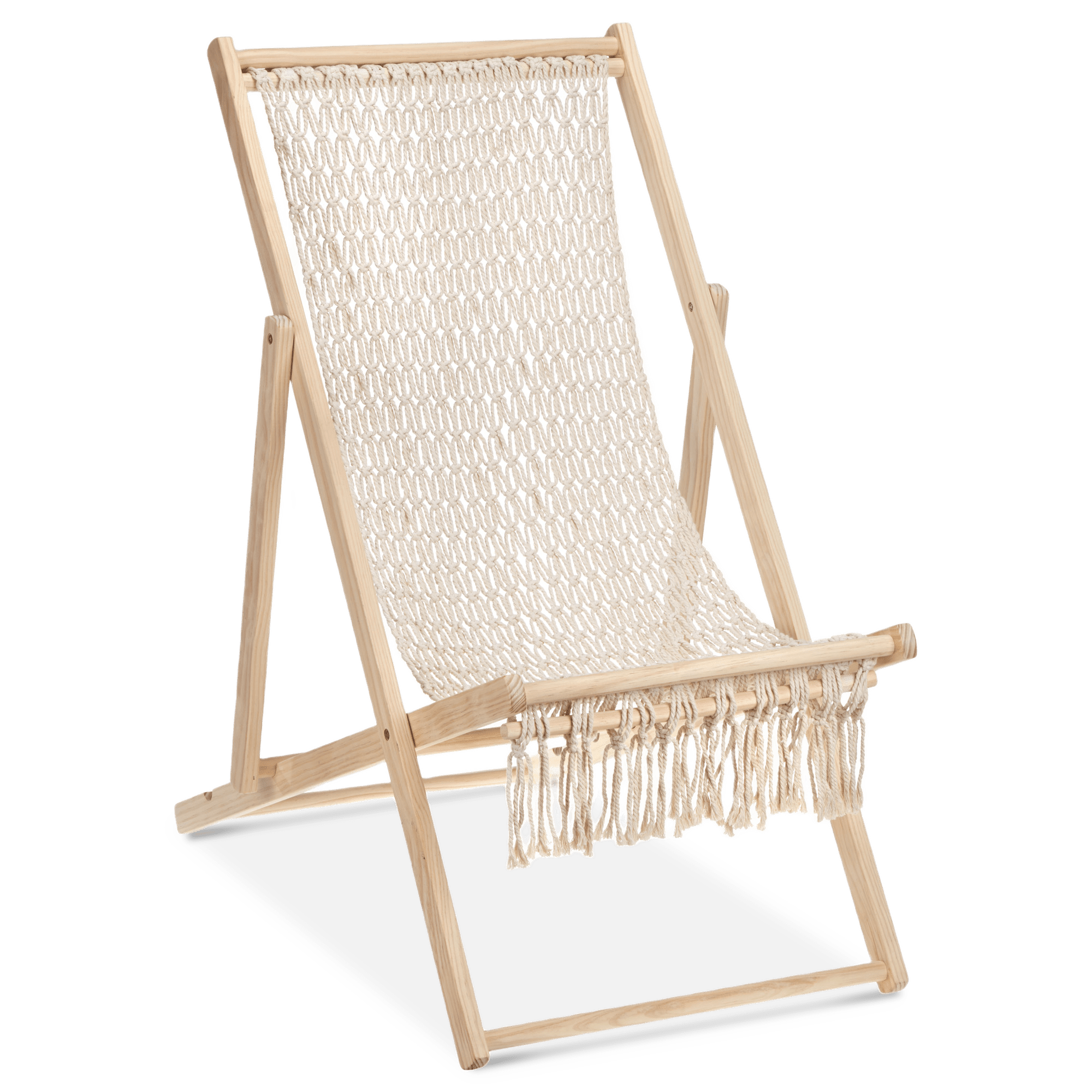 Chaise longue pliable en macramé