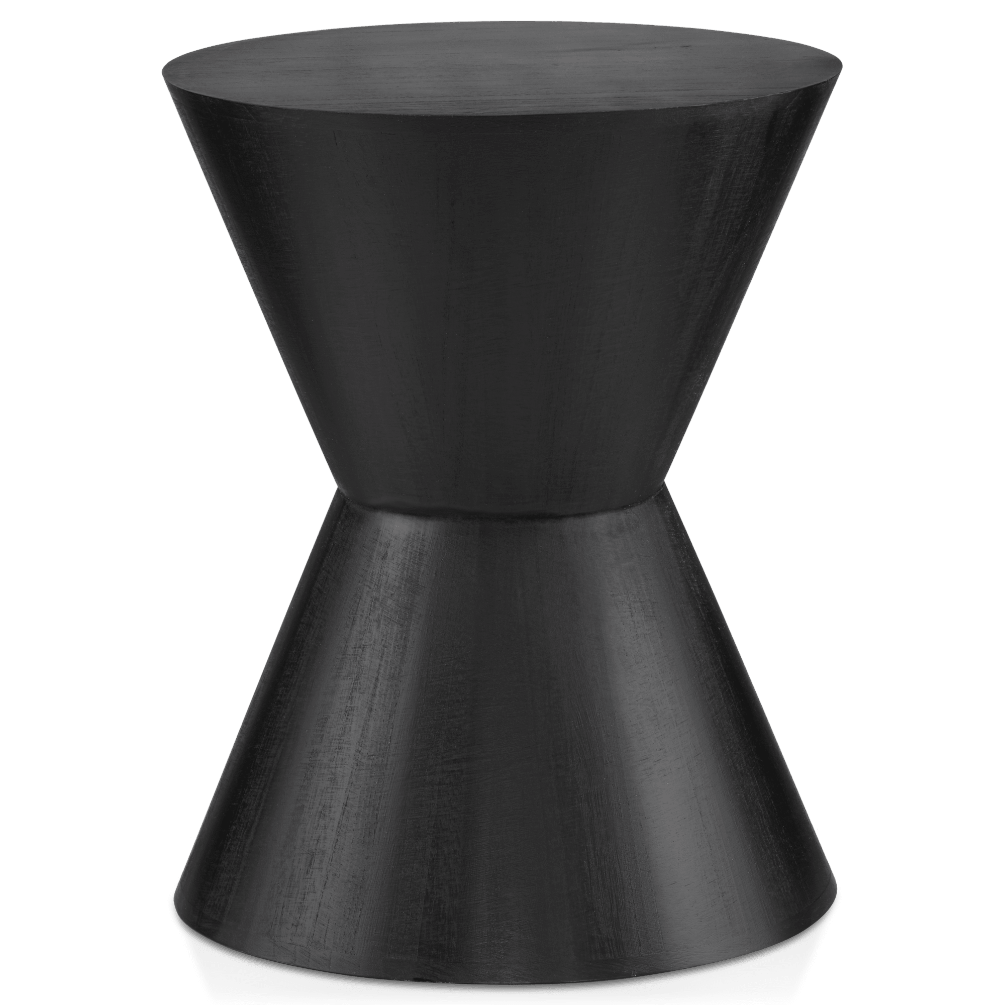 Wood Hourglass Side Table in Black