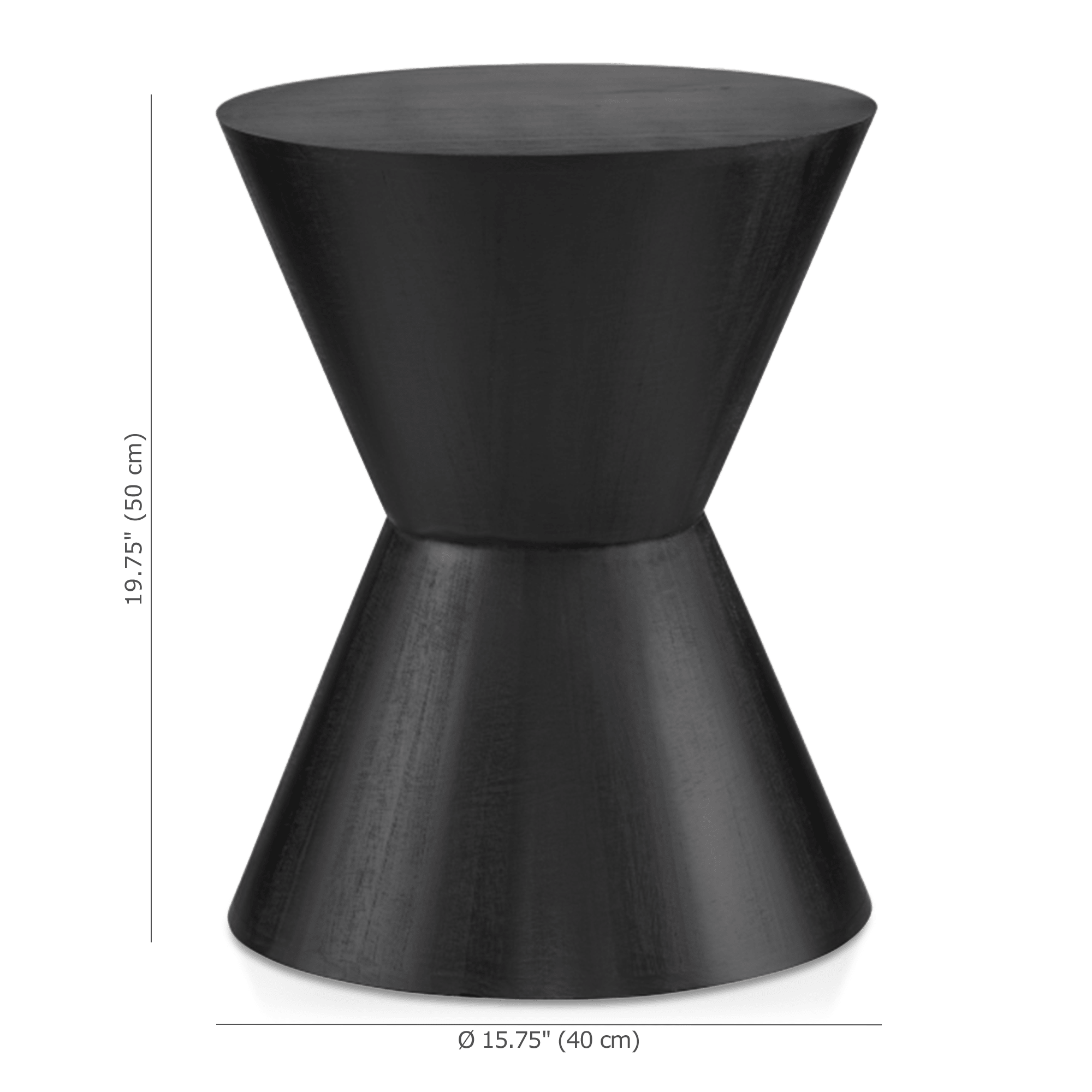 Table d'appoint en forme de sablier en bois noir